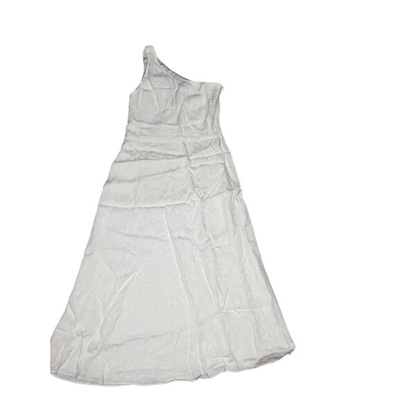 Markarian White One-Shoulder Asymmetric Viscose Midi Dress 10 Cocktail Bridal - Picture 5 of 10